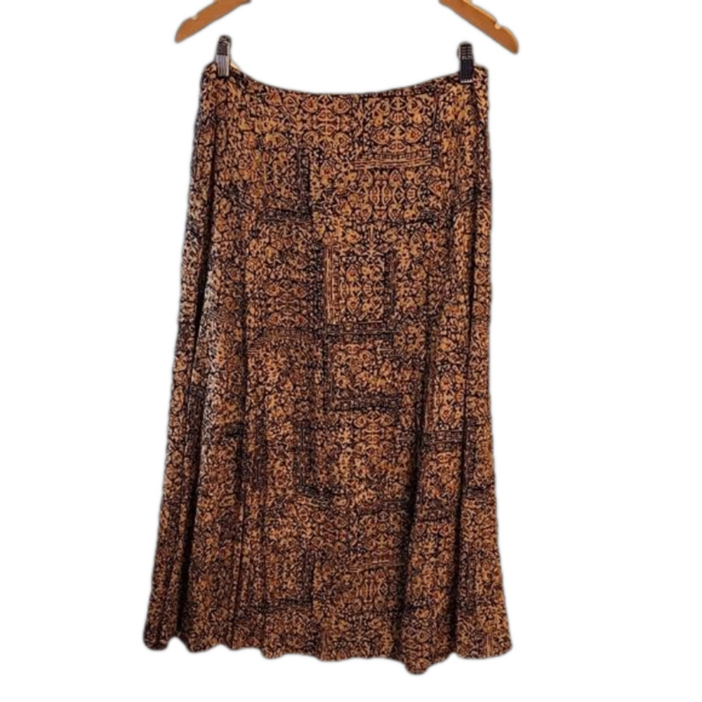Vintage Jones New York silk eclectic print midi skirt sz 10